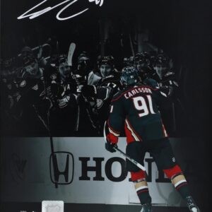 Leo Carlsson Anaheim Ducks Autographed 8" x 10" NHL Debut and 1st Goal Celebration Spotlight Photograph