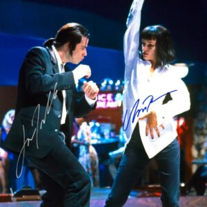 Uma Thurman and John Travolta Autographed Pulp Fiction 16x20 Classic Dance Photo