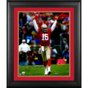 Joe Montana San Francisco 49ers Framed Autographed 16" x 20" Hands Up Photograph