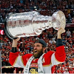 Aaron Ekblad Florida Panthers Unsigned 2024 Stanley Cup Champions Raising Cup Photograph
