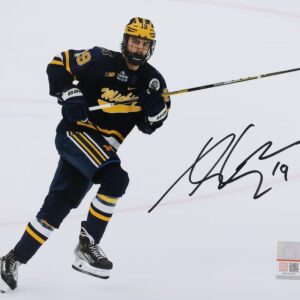 Adam Fantilli Michigan Wolverines Autographed 8" x 10" Navy Jersey Skating Photograph