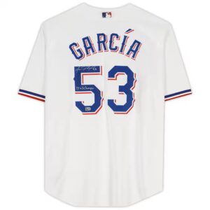 Adolis Garcia Texas Rangers Autographed White Nike Replica Jersey with "23 WS Champs" Inscription