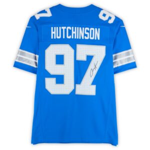 Aidan Hutchinson Detroit Lions Autographed Blue Nike Vapor F.U.S.E. Limited Jersey