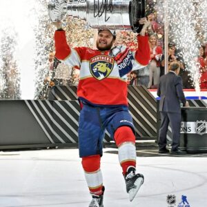 Aleksander Barkov Florida Panthers Autographed 2024 Stanley Cup Champions 16" x 20" Raising Cup Photograph with "2024 SC Champs" Inscription