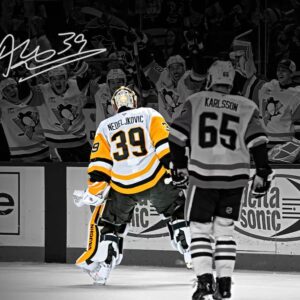 Alex Nedeljkovic Pittsburgh Penguins Autographed 16" x 20" Goalie Goal Celebration Photograph
