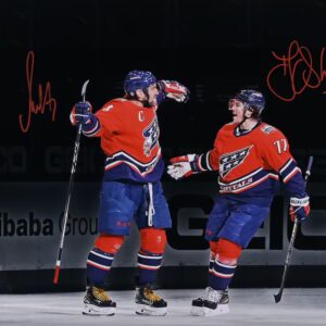 Alex Ovechkin and T.J. Oshie Washington Capitals Autographed 16" x 20" Dual Celebration Photograph