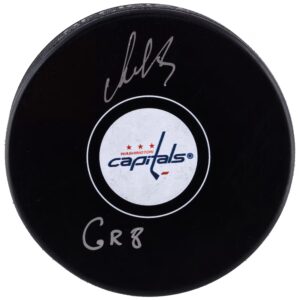 Alex Ovechkin Washington Capitals Autographed Hockey Puck with The "GR8" Inscription