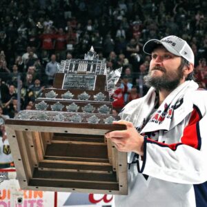 Alex Ovechkin Washington Capitals Unsigned 2018 Stanley Cup Champions Holding Conn Smythe Photograph
