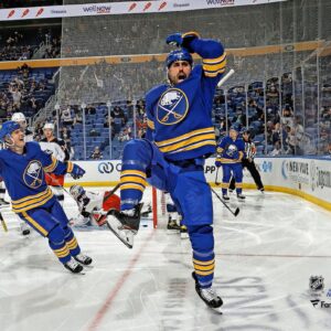 Alex Tuch Buffalo Sabres Unsigned Celebrates a Third Period Goal Photograph