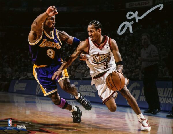 Allen Iverson Philadelphia 76ers Autographed 16" x 20" vs. Kobe Photograph