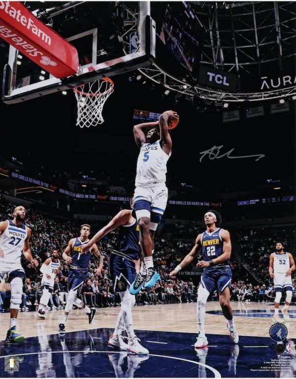 Anthony Edwards Minnesota Timberwolves Autographed 16" x 20" Dunk vs. Nuggets Photograph