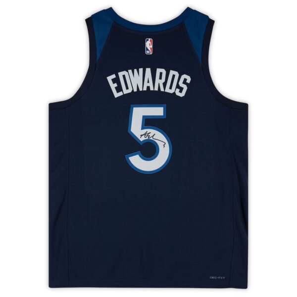Anthony Edwards Minnesota Timberwolves Autographed Navy Nike Icon Edition Swingman Jersey