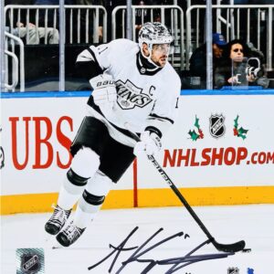 Anze Kopitar Los Angeles Kings Autographed 8" x 10" White Alternate Jersey with Puck Photograph