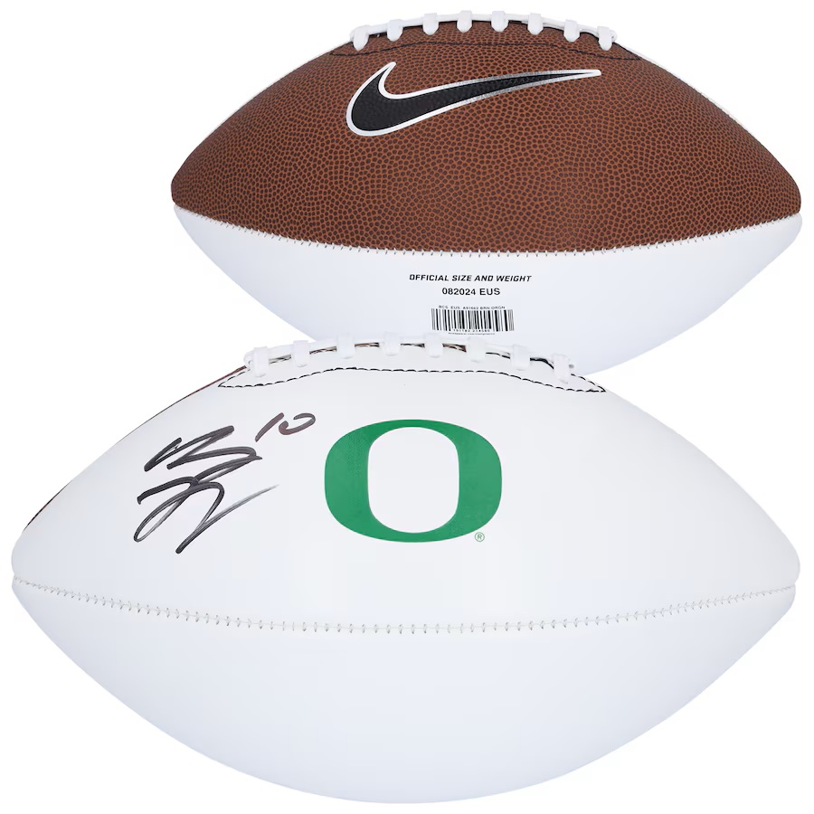 Bo Nix Oregon Ducks Autographed Nike White Panel Football