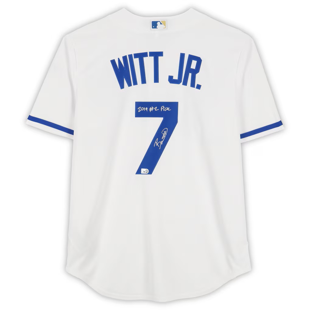 Bobby Witt Jr. Kansas City Royals Autographed White Nike Replica Jersey with "2019 #2 Pick" Inscription