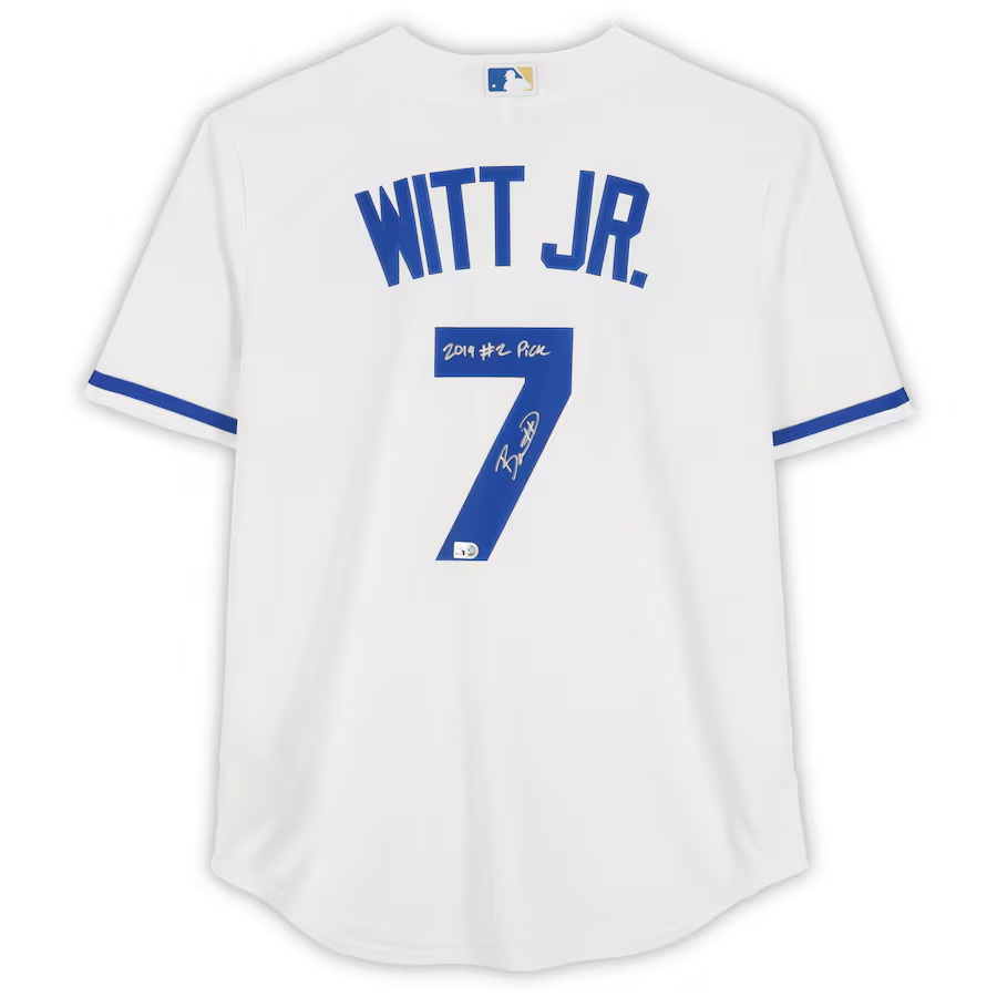 Bobby Witt Jr. Kansas City Royals Autographed White Nike Replica Jersey with "2019 #2 Pick" Inscription