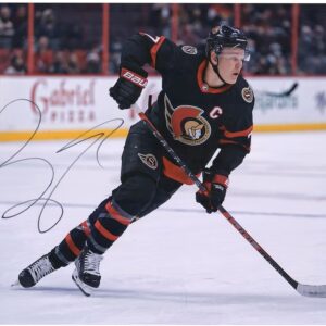 Brady Tkachuk Ottawa Senators Autographed 16'' x 20'' Black Jersey Skating Photograph