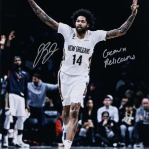 Brandon Ingram New Orleans Pelicans Autographed 16" x 20" Celebrating Three Versus Brooklyn Photograph with "Geaux Pelicans" Inscription
