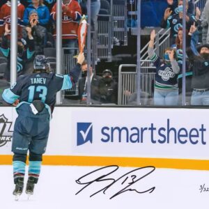 Brandon Tanev Seattle Kraken Autographed 11'' x 14'' Salmon Celebration Photograph - Limited Edition of 32