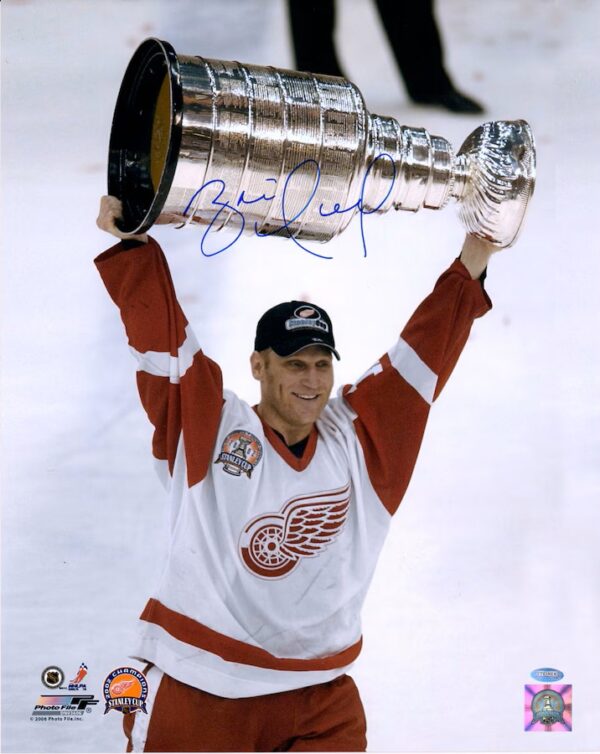 Brett Hull Detroit Red Wings Autographed 16" x 20" Vertical Raising Cup Photograph