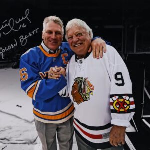 Brett Hull St. Louis Blues Autographed 16" x 20" with Bobby Hull Spotlight Photograph with "The Golden Brett" Inscription