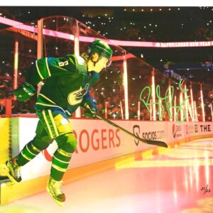 Brock Boeser Vancouver Canucks Autographed 11" x 14" Blue Jersey Stepping on Ice Photograph - Limited Edition of 22