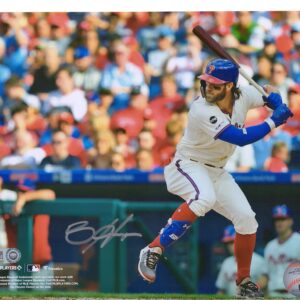 Bryce Harper Philadelphia Phillies Autographed 8" x 10" Batting Stance in Cream Jersey Horizontal Photograph