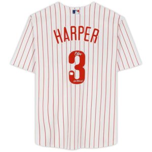 Bryce Harper Philadelphia Phillies Autographed White Nike Replica Jersey with "Go Phillies!" Inscription