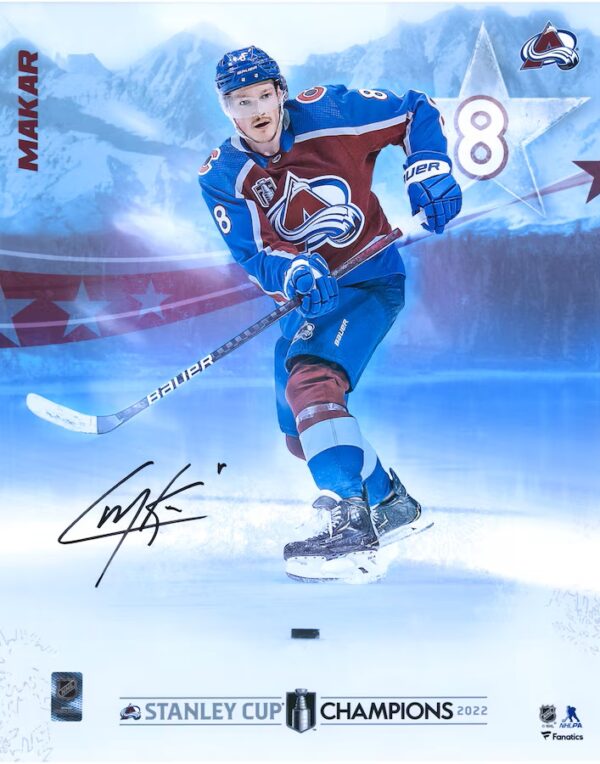 Cale Makar Colorado Avalanche Autographed 2022 Stanley Cup Champions 16" x 20" Mountain Panel Photograph
