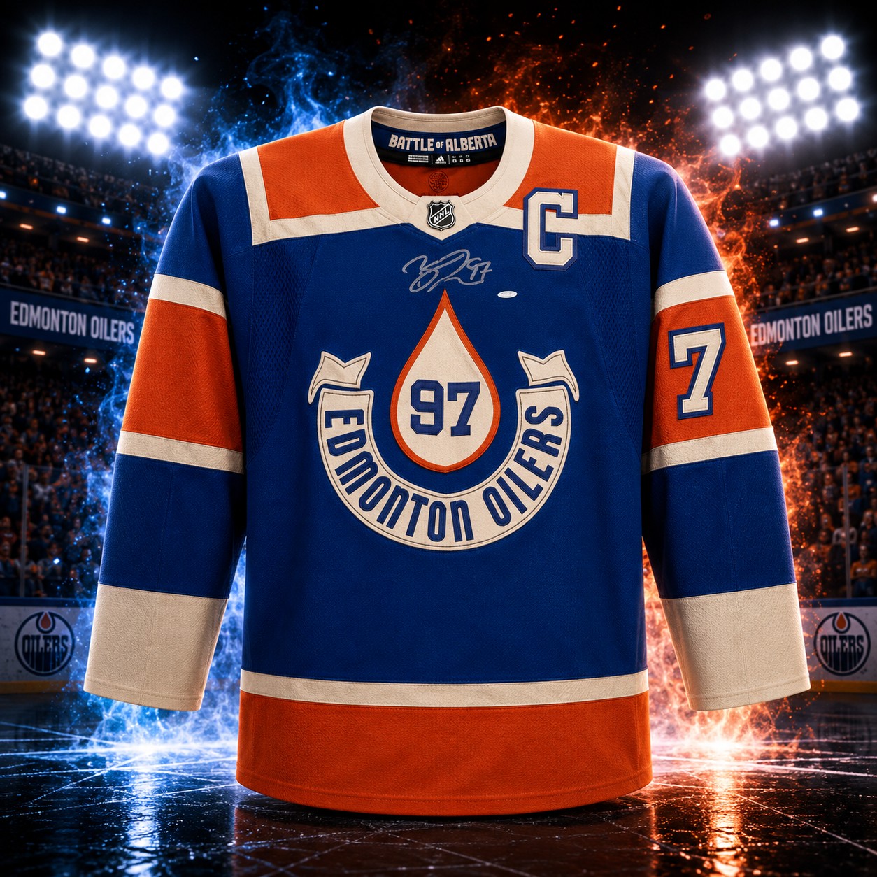 Connor McDavid Autographed Royal Blue Adidas Edmonton Oilers 2023 Heritage Classic Authentic Jersey