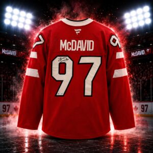 Connor McDavid Autographed Red Team Canada 4 Nations Face-off Authentic Jersey (Limited /97)