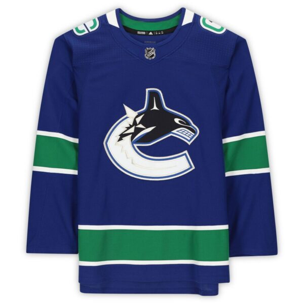 Brock Boeser Vancouver Canucks Autographed 2019 Model Blue Adidas Authentic Jersey - Image 2