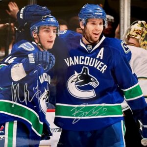 Ryan Kesler @ Alex Burrows Autographed Vancouver Canucks 16x20 Photo