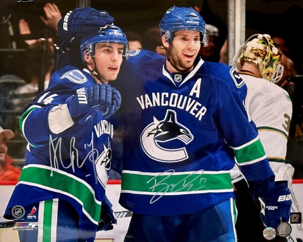 Ryan Kesler @ Alex Burrows Autographed Vancouver Canucks 16x20 Photo