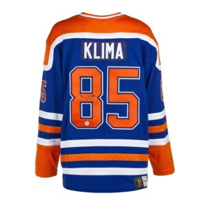Peter Klima Edmonton Oilers Autographed Blue Jersey