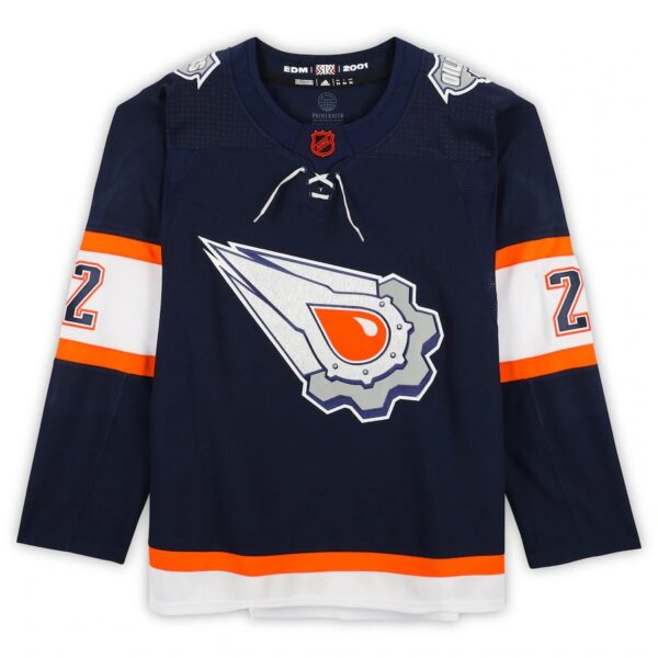 Evan Bouchard Edmonton Oilers Autographed 2022-23 Reverse Retro Adidas Authentic Jersey - Image 2
