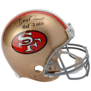 Jerry Rice San Francisco 49ers Autographed Pro-Line Riddell Authentic Helmet with "HOF 10" Inscription