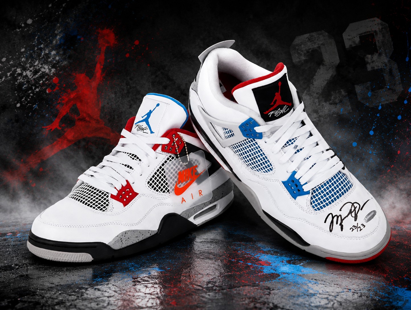 Michael Jordan Autographed Nike Air Jordan 4 Retro What The Shoes