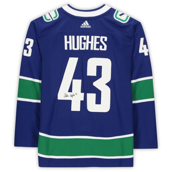 Quinn Hughes Vancouver Canucks Autographed Blue Adidas Authentic Jersey