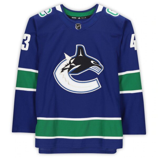 Quinn Hughes Vancouver Canucks Autographed Blue Adidas Authentic Jersey - Image 2