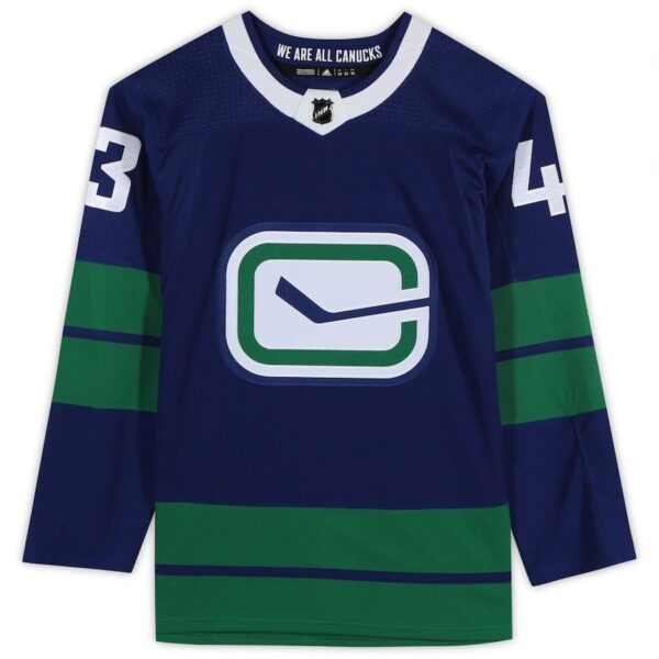 Quinn Hughes Vancouver Canucks Autographed Blue Alternate Adidas Authentic Jersey - Image 2