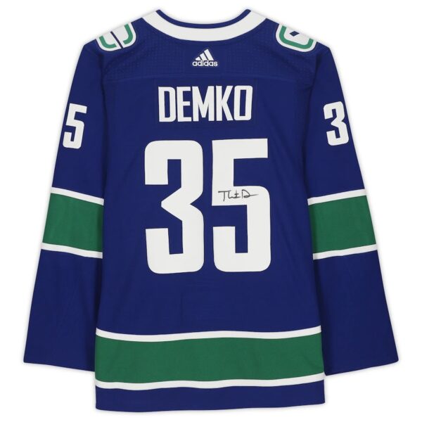 Thatcher Demko Vancouver Canucks Autographed Blue adidas Authentic Jersey