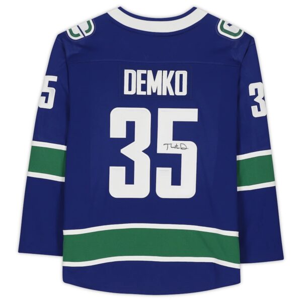 Thatcher Demko Vancouver Canucks Autographed Blue Fanatics Branded Breakaway Jersey
