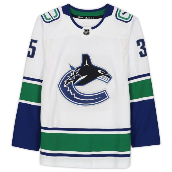 Thatcher Demko Vancouver Canucks Autographed White Adidas Authentic Jersey - Image 2