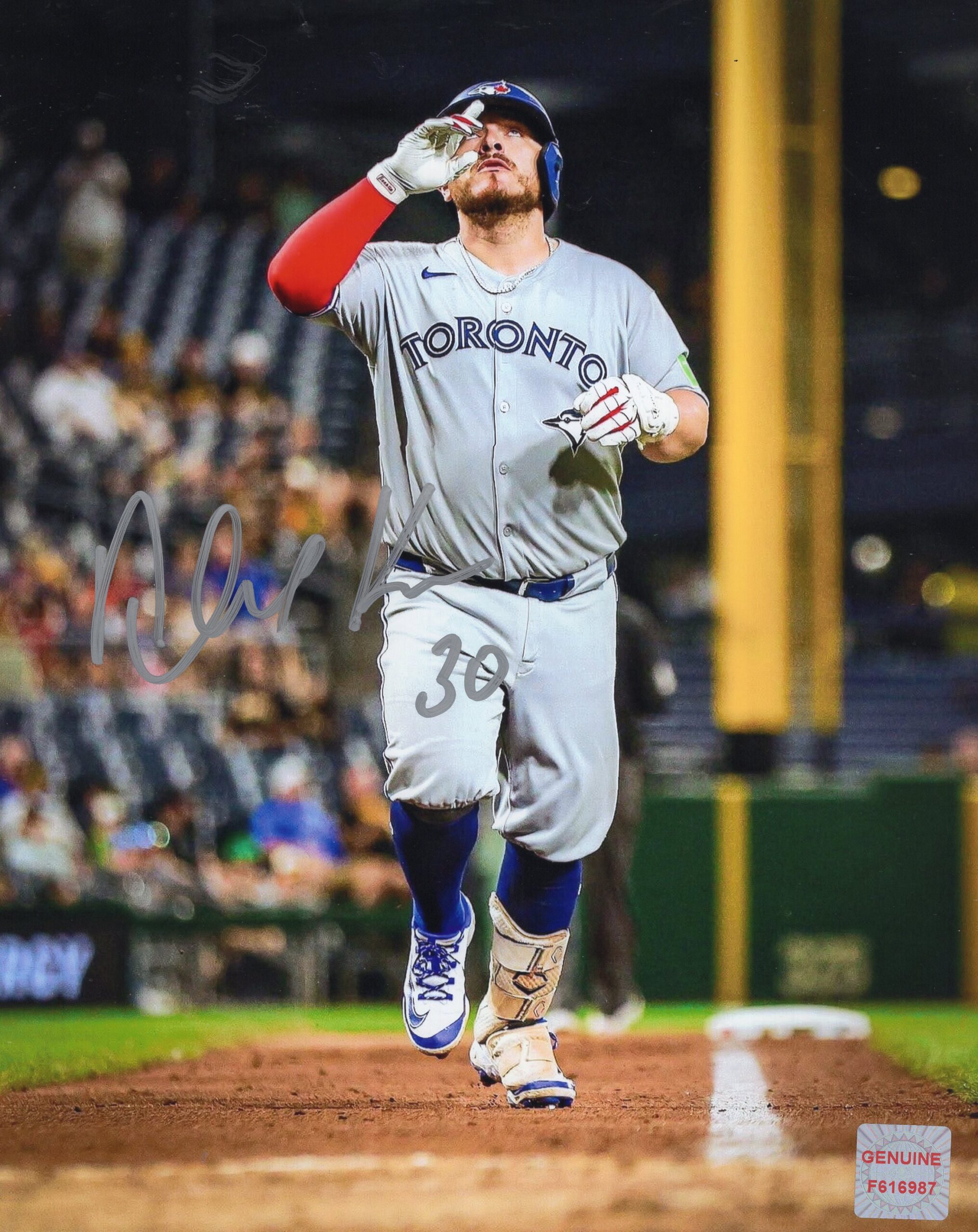 Alejandro Kirk Toronto Blue Jays Autographed Pointing to Sky 8x10 Photo