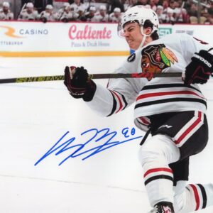 Connor Bedard Chicago Blackhawks Powerful Release Autographed 8x10 Photo