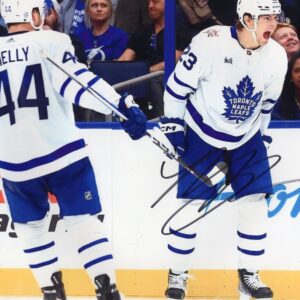 Matthew Knies Toronto Maple Leafs Wearing A White Jersey Autographed 8x10 Photo