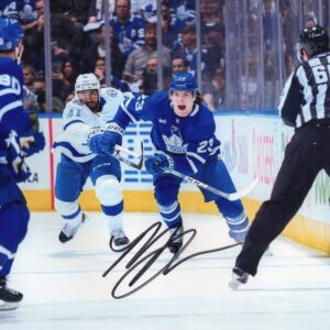 Matthew Knies Toronto Maple Leafs Skating Hard Autographed 8x10 Photo