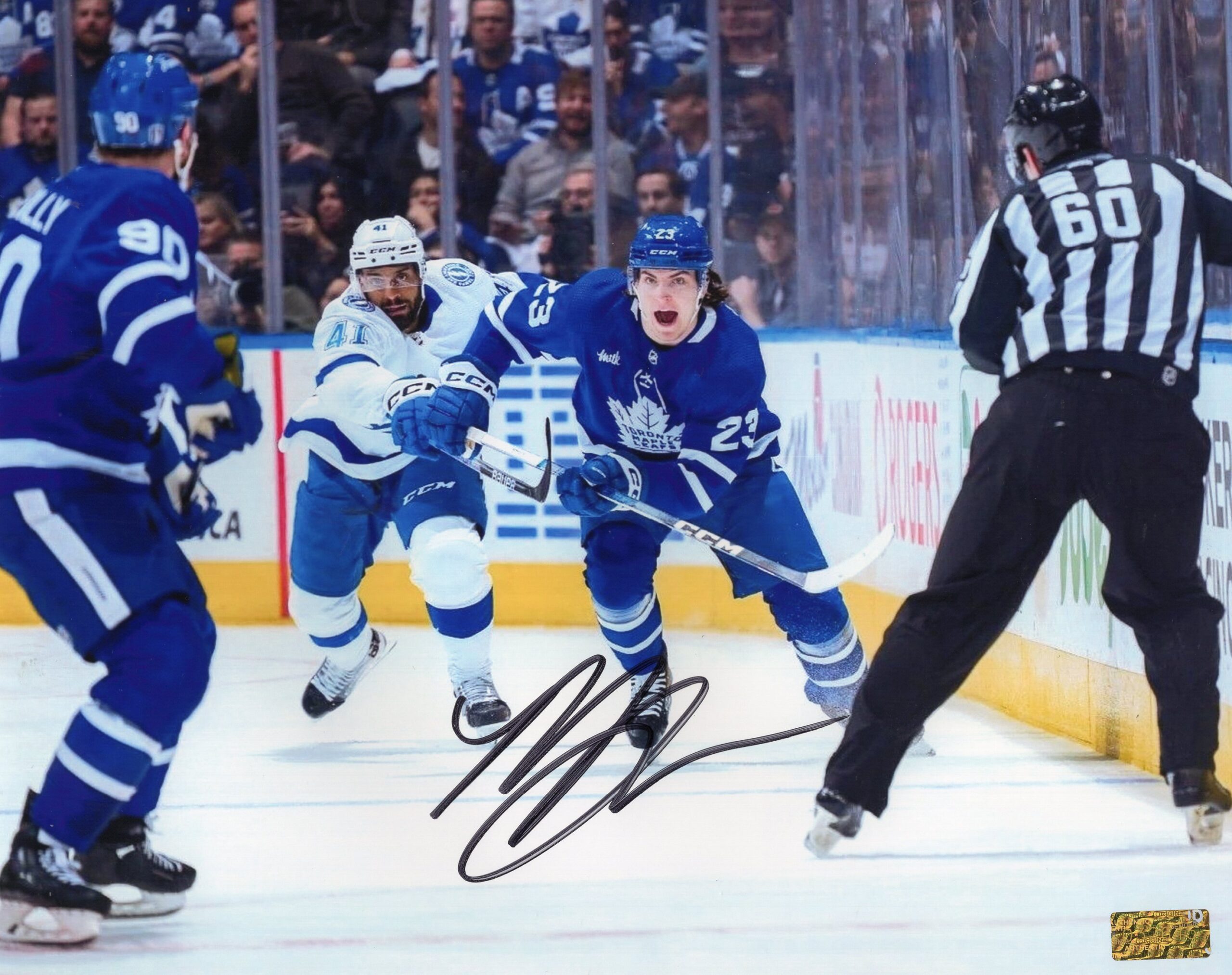 Matthew Knies Toronto Maple Leafs Skating Hard Autographed 8x10 Photo