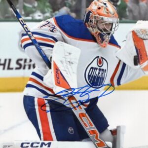 Stuart Skinner Edmonton Oilers Crisp White Away Jersey Autographed 8x10 Photo